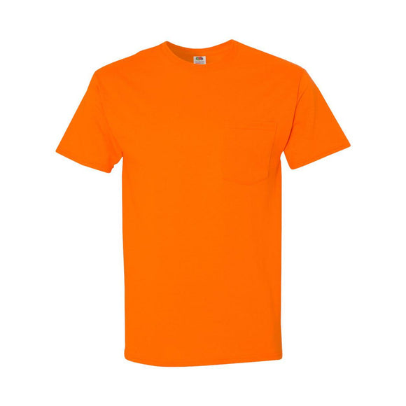 3930PR Fruit of the Loom HD Cotton T-Shirt with a Pocket Safety Orange