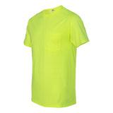 3930PR Fruit of the Loom HD Cotton T-Shirt with a Pocket Safety Green