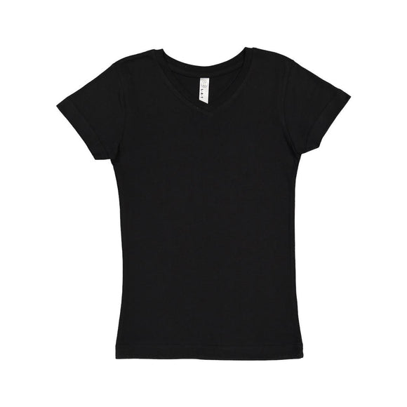 2607 LAT Girls' V-Neck Fine Jersey T-Shirt Black