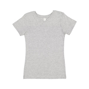 2607 LAT Girls' V-Neck Fine Jersey T-Shirt Heather