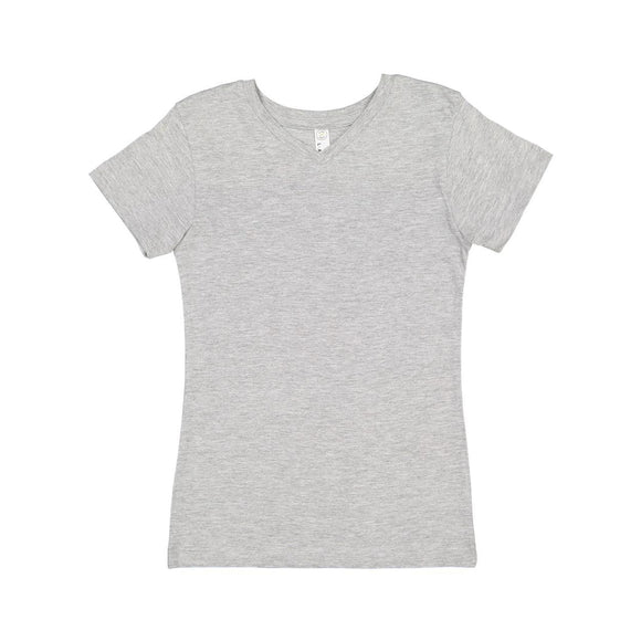 2607 LAT Girls' V-Neck Fine Jersey T-Shirt Heather