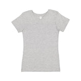 2607 LAT Girls' V-Neck Fine Jersey T-Shirt Heather