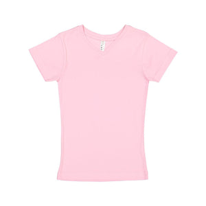 2607 LAT Girls' V-Neck Fine Jersey T-Shirt Pink