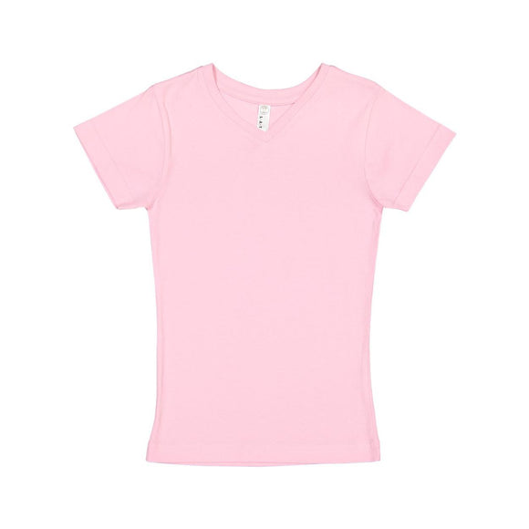 2607 LAT Girls' V-Neck Fine Jersey T-Shirt Pink