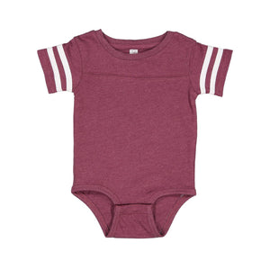 4437 Rabbit Skins Infant Football Fine Jersey Bodysuit Vintage Burgundy/ White