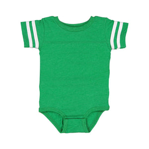 4437 Rabbit Skins Infant Football Fine Jersey Bodysuit Vintage Green/ White