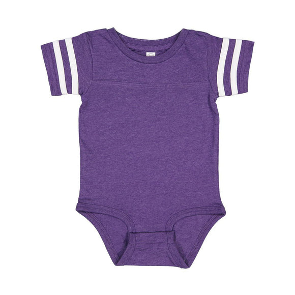 4437 Rabbit Skins Infant Football Fine Jersey Bodysuit Vintage Purple/ White