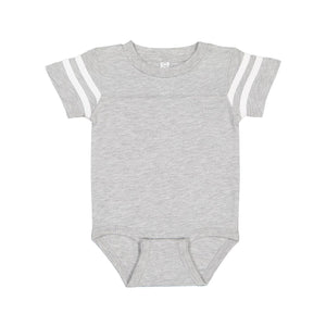 4437 Rabbit Skins Infant Football Fine Jersey Bodysuit Vintage Heather/ White