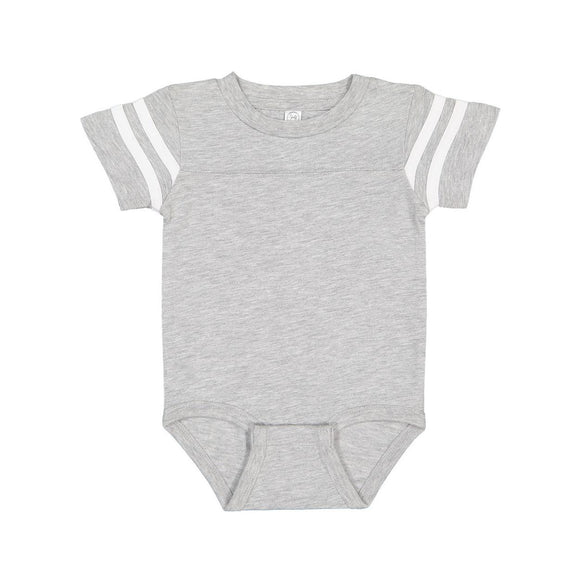 4437 Rabbit Skins Infant Football Fine Jersey Bodysuit Vintage Heather/ White