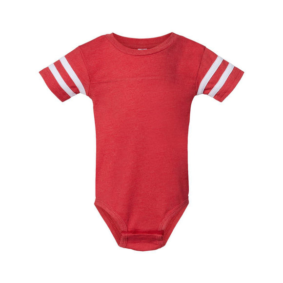 4437 Rabbit Skins Infant Football Fine Jersey Bodysuit Vintage Red/ White