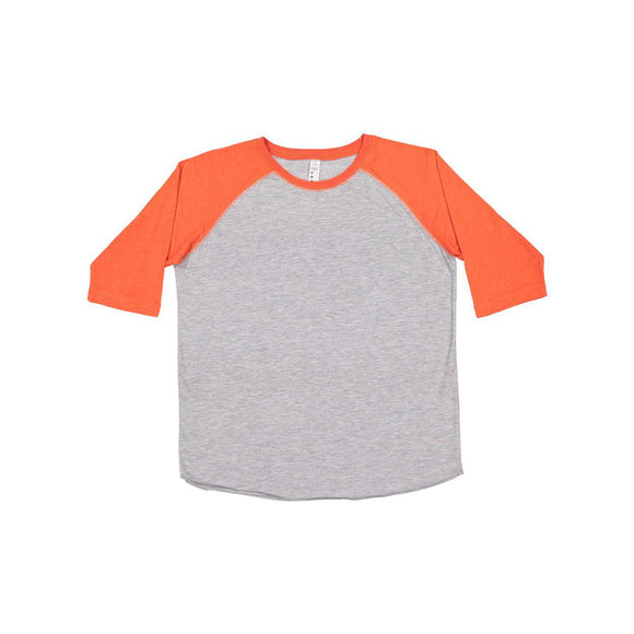 6130 LAT Youth Baseball Fine Jersey Three-Quarter Sleeve Tee Vintage Heather/ Vintage Orange