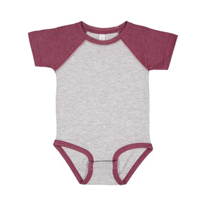 4430 Rabbit Skins Infant Baseball Fine Jersey Bodysuit Vintage Heather/ Vintage Burgundy