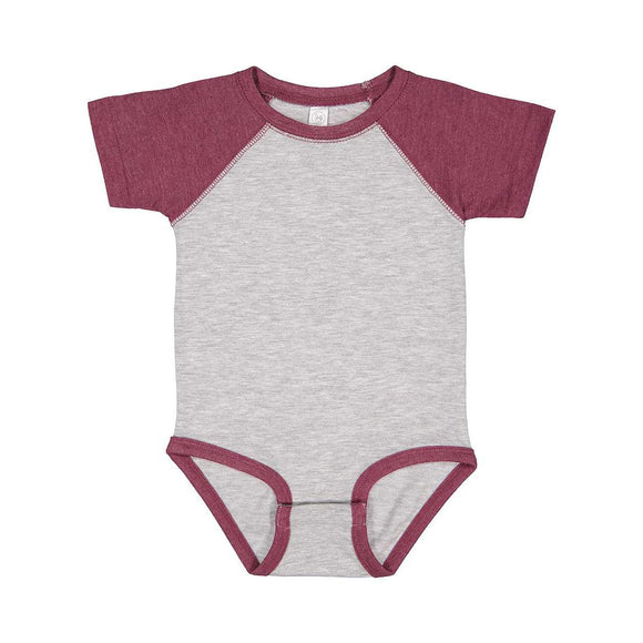 4430 Rabbit Skins Infant Baseball Fine Jersey Bodysuit Vintage Heather/ Vintage Burgundy