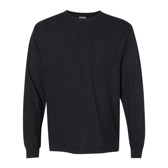 4410 Comfort Colors Garment-Dyed Heavyweight Long Sleeve Pocket T-Shirt Black