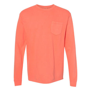 4410 Comfort Colors Garment-Dyed Heavyweight Long Sleeve Pocket T-Shirt Bright Salmon