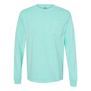 4410 Comfort Colors Garment-Dyed Heavyweight Long Sleeve Pocket T-Shirt Chalky Mint