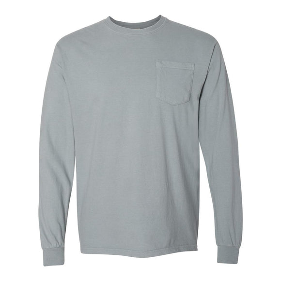 4410 Comfort Colors Garment-Dyed Heavyweight Long Sleeve Pocket T-Shirt Granite