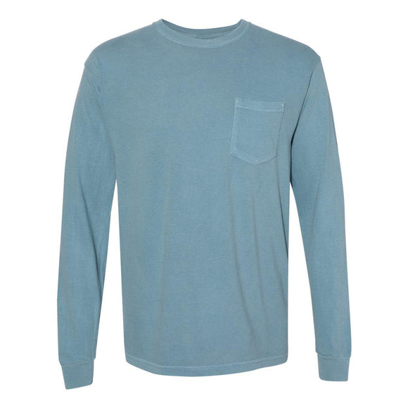 4410 Comfort Colors Garment-Dyed Heavyweight Long Sleeve Pocket T-Shirt Ice Blue