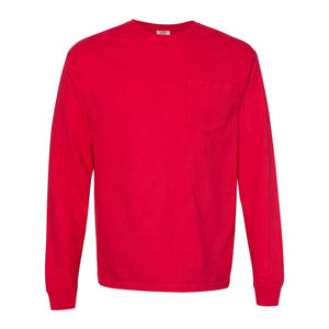 4410 Comfort Colors Garment-Dyed Heavyweight Long Sleeve Pocket T-Shirt Red