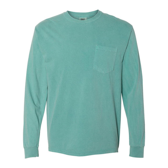 4410 Comfort Colors Garment-Dyed Heavyweight Long Sleeve Pocket T-Shirt Seafoam