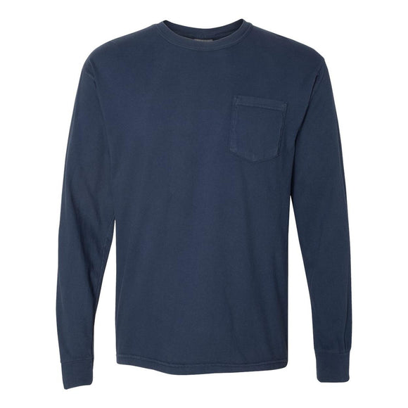 4410 Comfort Colors Garment-Dyed Heavyweight Long Sleeve Pocket T-Shirt True Navy