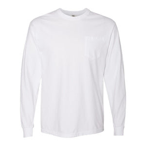 4410 Comfort Colors Garment-Dyed Heavyweight Long Sleeve Pocket T-Shirt White