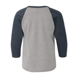 3352 Next Level Youth CVC Three-Quarter Sleeve Raglan T-Shirt Midnight Navy Sleeves/ Dark Heather Grey Body