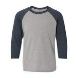 3352 Next Level Youth CVC Three-Quarter Sleeve Raglan T-Shirt Midnight Navy Sleeves/ Dark Heather Grey Body