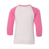 3352 Next Level Youth CVC Three-Quarter Sleeve Raglan T-Shirt Hot Pink Sleeves/ White Body