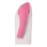 3352 Next Level Youth CVC Three-Quarter Sleeve Raglan T-Shirt Hot Pink Sleeves/ White Body