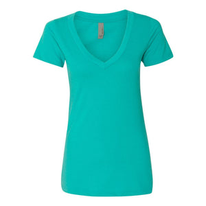 6640 Next Level Women’s CVC Deep V-Neck T-Shirt Tahiti Blue