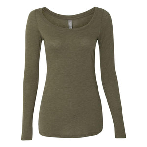 6731 Next Level Women’s Triblend Scoop Neck Long Sleeve T-Shirt Military Green