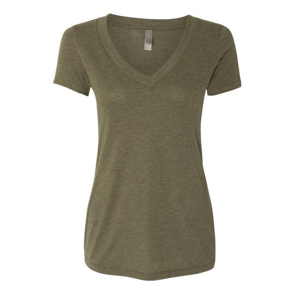 6740 Next Level Women’s Triblend Deep V-Neck T-Shirt Military Green