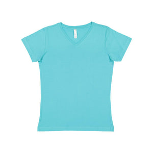 3507 LAT Women's Fine Jersey V-Neck Tee Caribbean