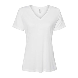 6415 BELLA + CANVAS Women's Relaxed Triblend Short Sleeve V-Neck Tee Solid White Triblend