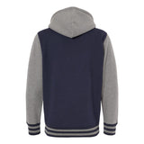 IND45UVZ Independent Trading Co. Heavyweight Varsity Full-Zip Hooded Sweatshirt Classic Navy/ Gunmetal Heather