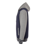 IND45UVZ Independent Trading Co. Heavyweight Varsity Full-Zip Hooded Sweatshirt Classic Navy/ Gunmetal Heather