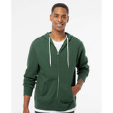 AFX90UNZ Independent Trading Co. Lightweight Full-Zip Hooded Sweatshirt Alpine Green