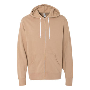 AFX90UNZ Independent Trading Co. Lightweight Full-Zip Hooded Sweatshirt Sandstone