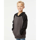 PRM15YSB Independent Trading Co. Youth Special Blend Raglan Hooded Sweatshirt Carbon/ Black