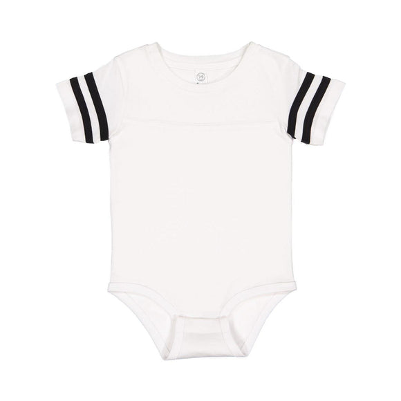 4437 Rabbit Skins Infant Football Fine Jersey Bodysuit White Solid/ Black