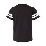 6137 LAT Youth Football Fine Jersey Tee Black Solid/ White