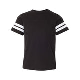 6137 LAT Youth Football Fine Jersey Tee Black Solid/ White