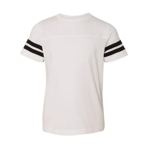 6137 LAT Youth Football Fine Jersey Tee White Solid/ Black