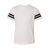 6137 LAT Youth Football Fine Jersey Tee White Solid/ Black