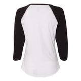 3530 LAT Women's Baseball Fine Jersey Three-Quarter Sleeve Tee White Solid/ Black