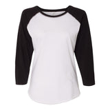 3530 LAT Women's Baseball Fine Jersey Three-Quarter Sleeve Tee White Solid/ Black