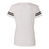 3537 LAT Women's Football V-Neck Fine Jersey Tee White Solid/ Black