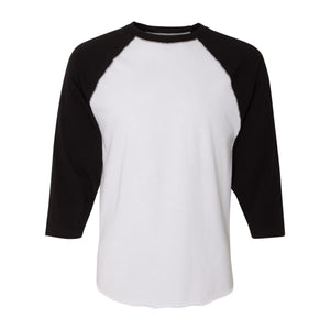 6930 LAT Baseball Fine Jersey Three-Quarter Sleeve Tee White Solid/ Black