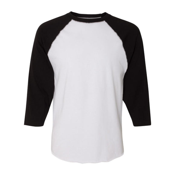 6930 LAT Baseball Fine Jersey Three-Quarter Sleeve Tee White Solid/ Black